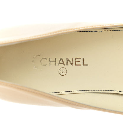 Chanel Lambskin Pearl Bow Ballerina Flats 37 Beige Black 7 of 16