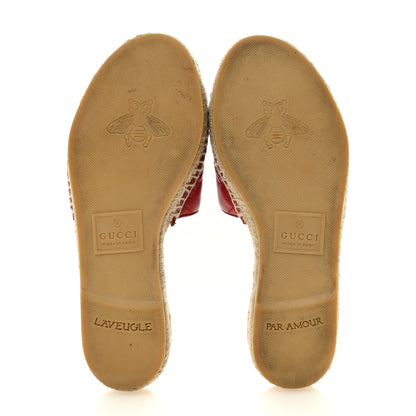 Gucci Nappa Matelasse GG Marmont Espadrille Slide Sandals 35 Hibiscus Red 6 of 12