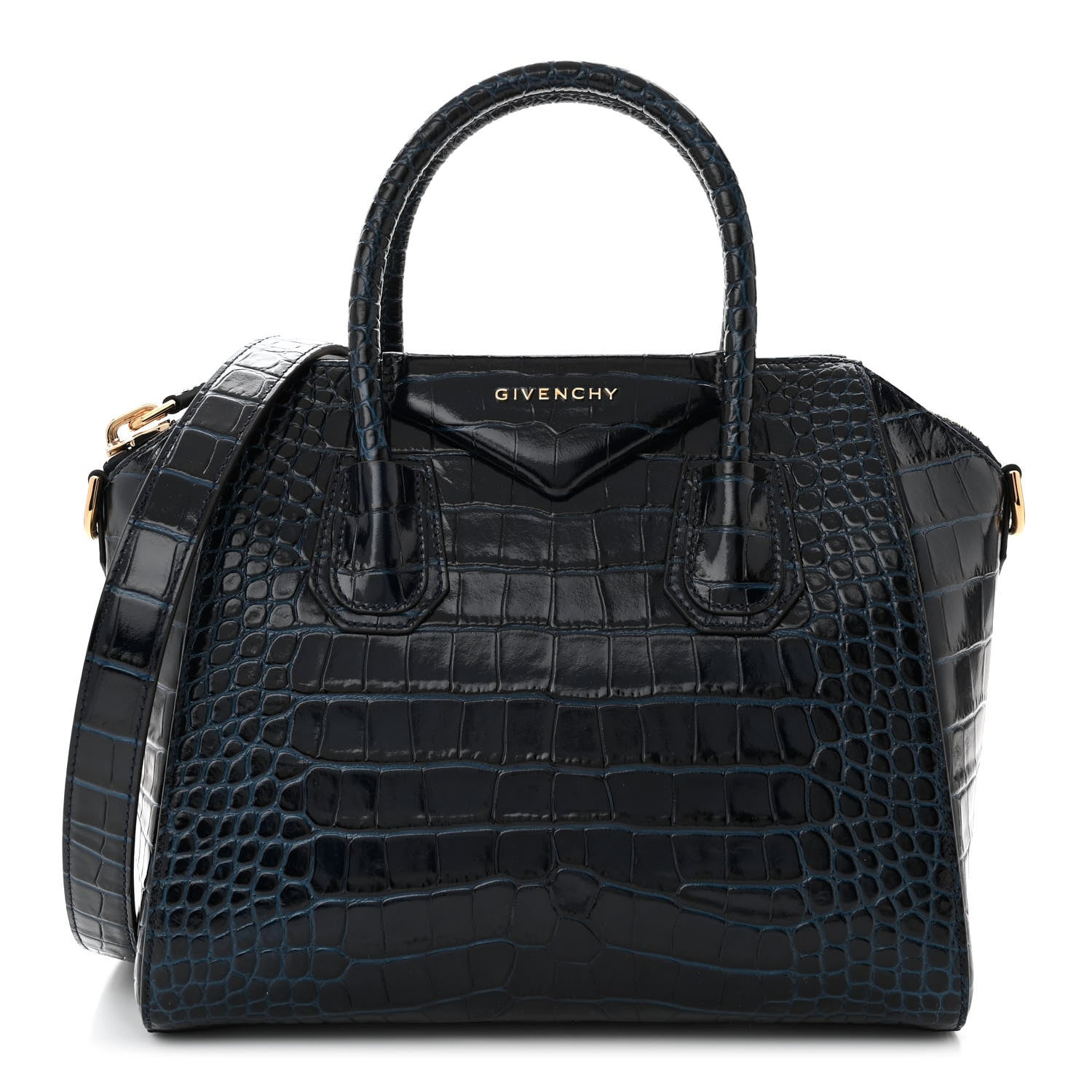 Givenchy Calfskin Crocodile Embossed Small Antigona Navy 1 of 10