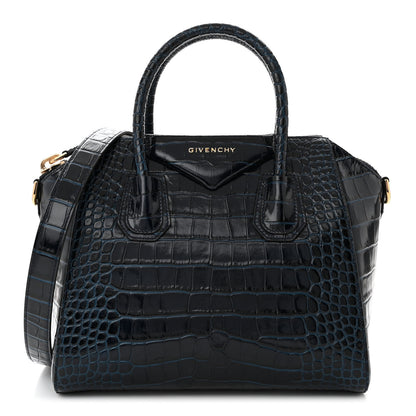 Givenchy Calfskin Crocodile Embossed Small Antigona Navy 1 of 10