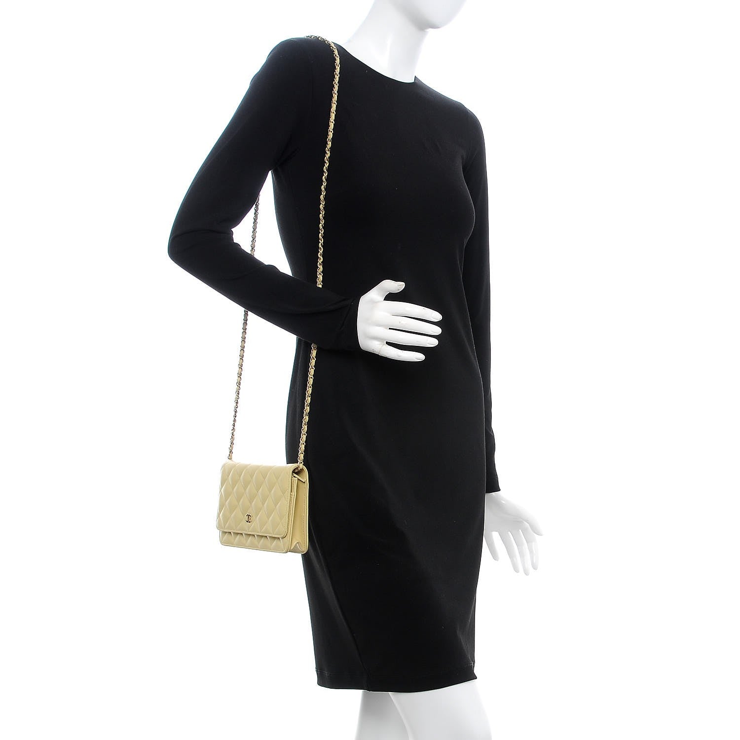 Chanel Lambskin Quilted Wallet on Chain WOC Yellow 3 of 19