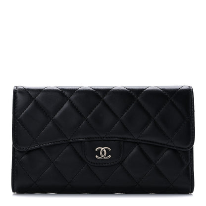 Chanel Lambskin Quilted Large Flap Wallet Black 1 of 8