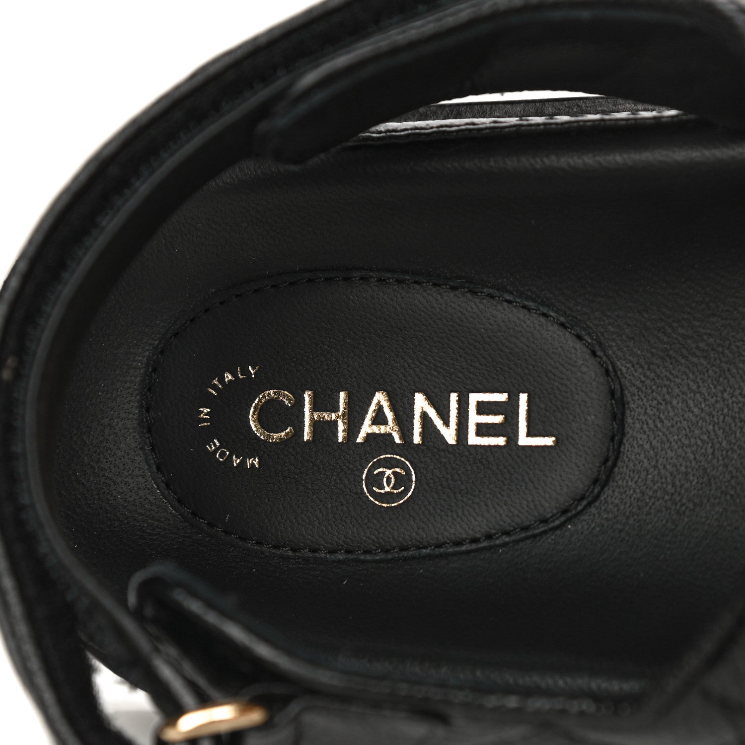 Chanel Grained Calfskin Velcro Dad Sandals 40 Black 8 of 10