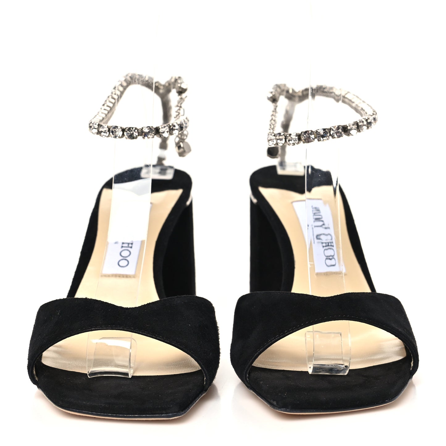 Suede Crystal Saeda 100 Sandals 38.5 Black