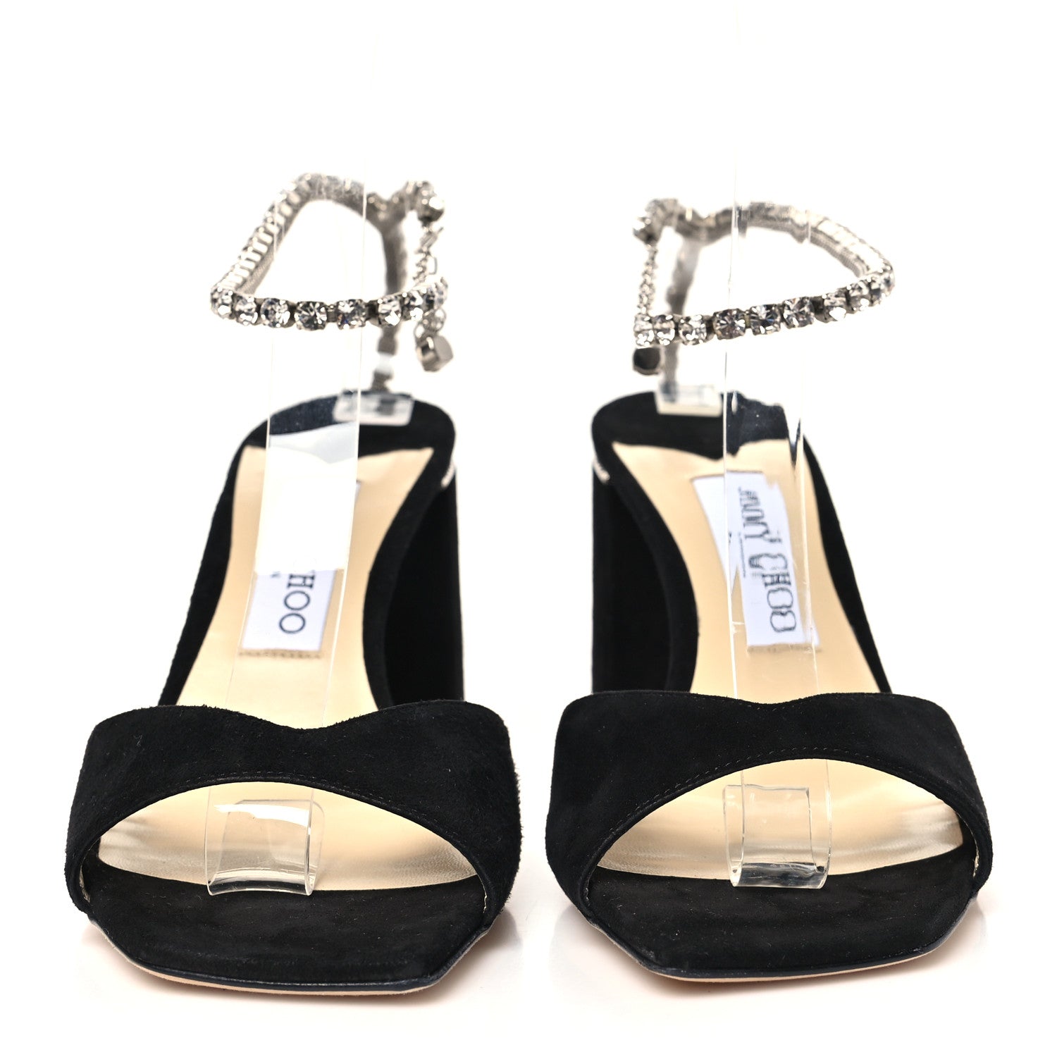 Jimmy Choo Suede Crystal Saeda 100 Sandals 38.5 Black 3 of 8