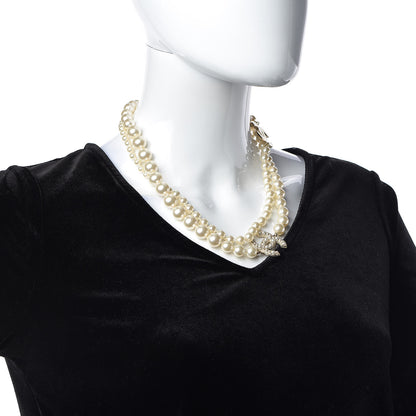 Chanel Graduated Pearl Long CC Necklace Gold 2 of 5