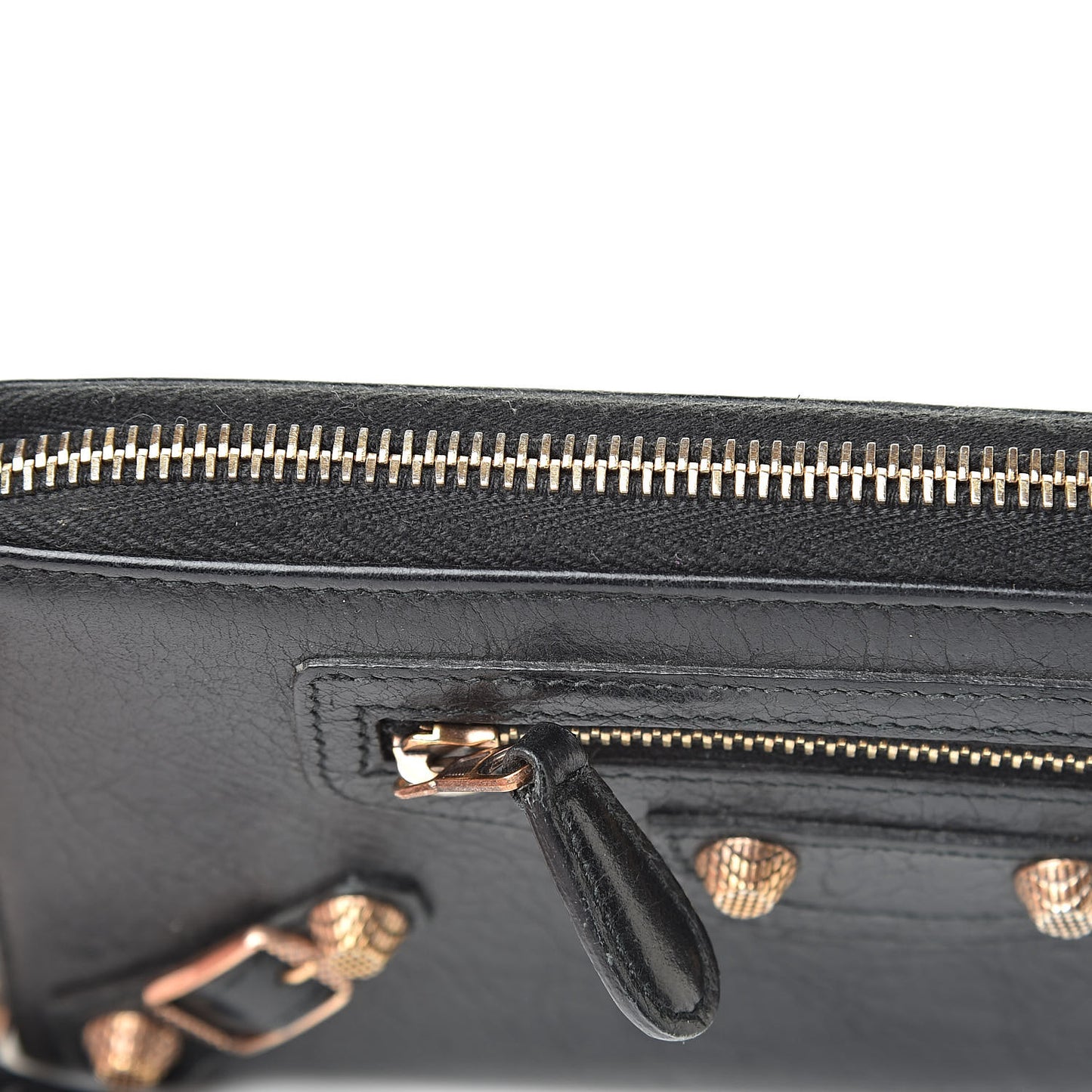 Agneau Giant 12 Rose Gold Hardware Continental Zip Around Wallet Black