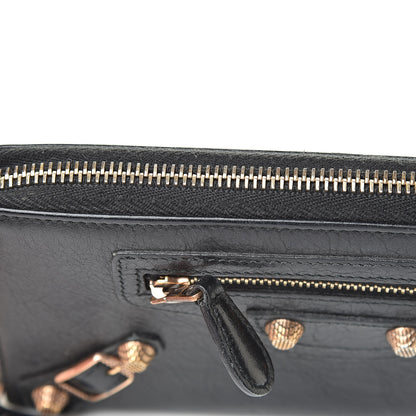 Balenciaga Agneau Giant 12 Rose Gold Hardware Continental Zip Around Wallet Black 13 of 16