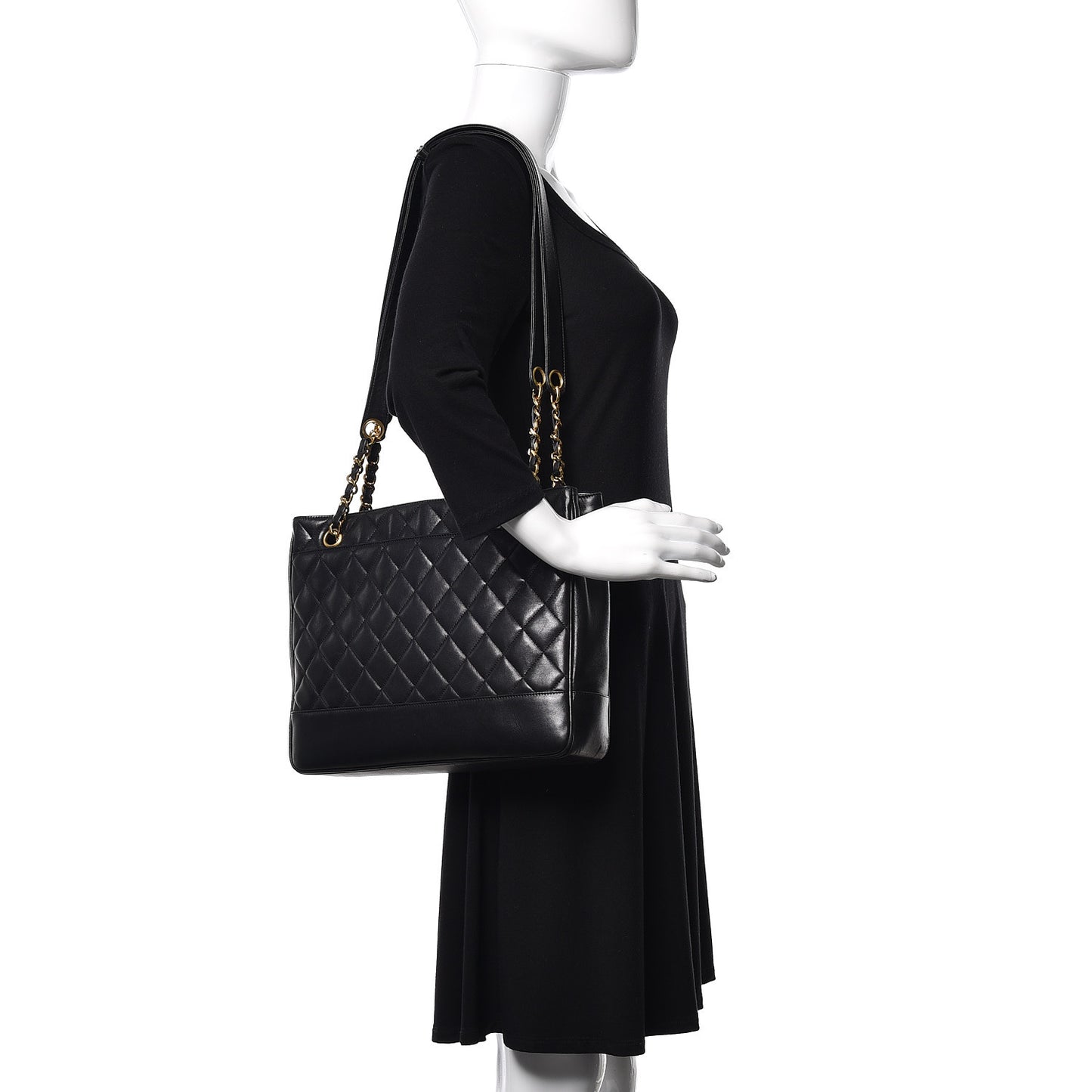 Lambskin Quilted Shoulder Bag Black