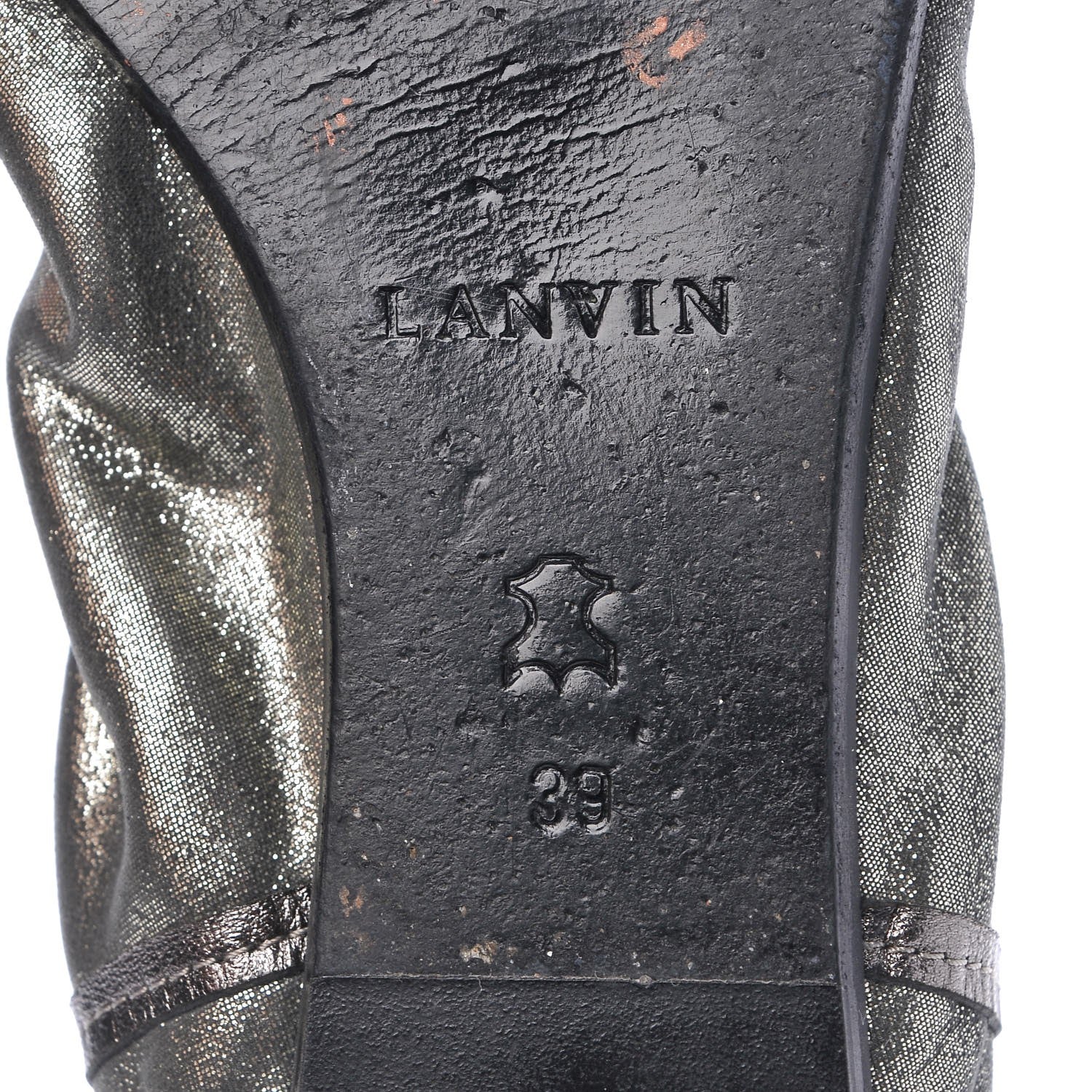 Lanvin Metallic Lambskin Elastic Ballet Flats 39 Dore Argent 9 of 13
