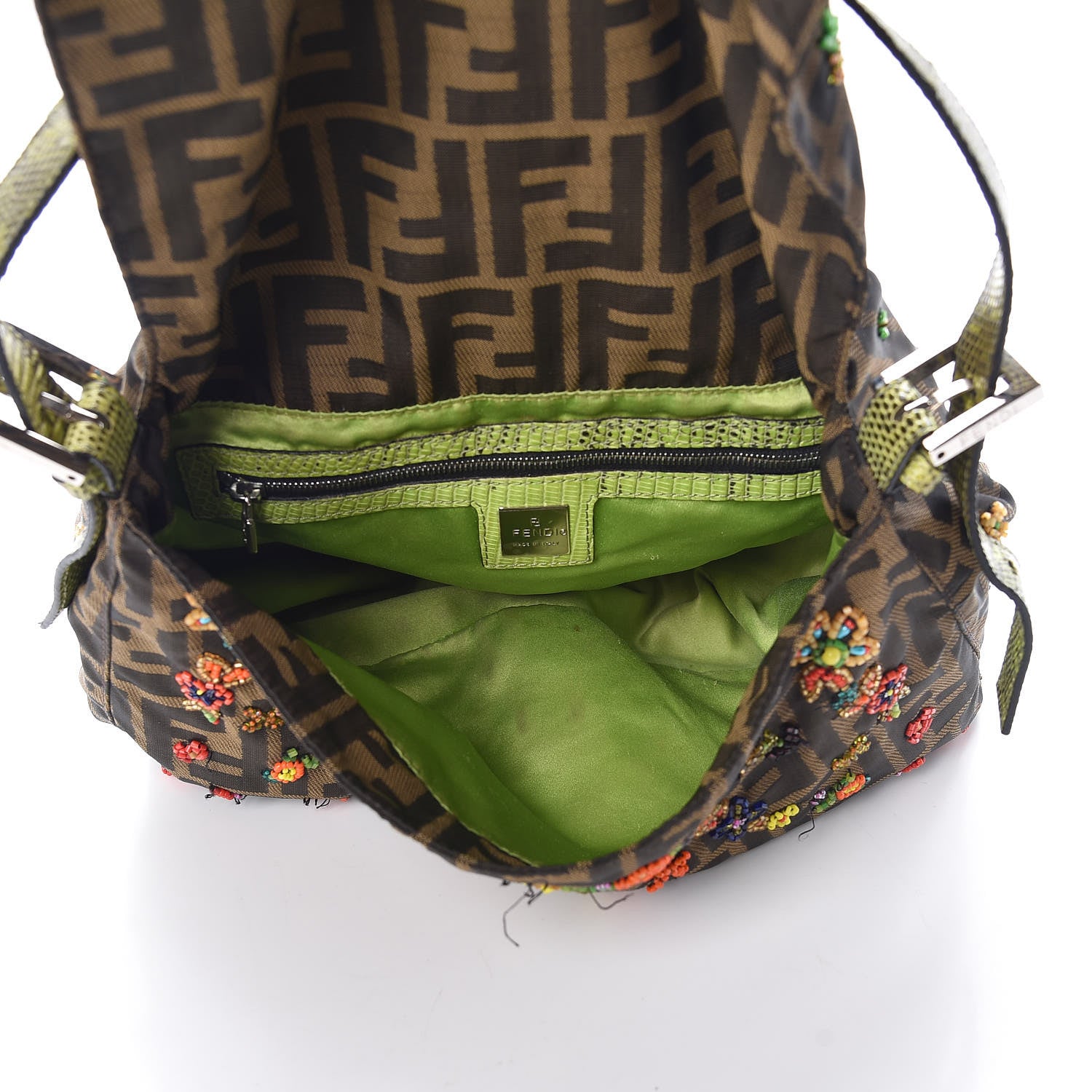 Fendi Zucca Lizard Beaded Forever Mama Baguette Multicolor 5 of 14
