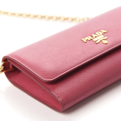 Prada Saffiano Metal Oro Chain Wallet Peonia 6 of 11