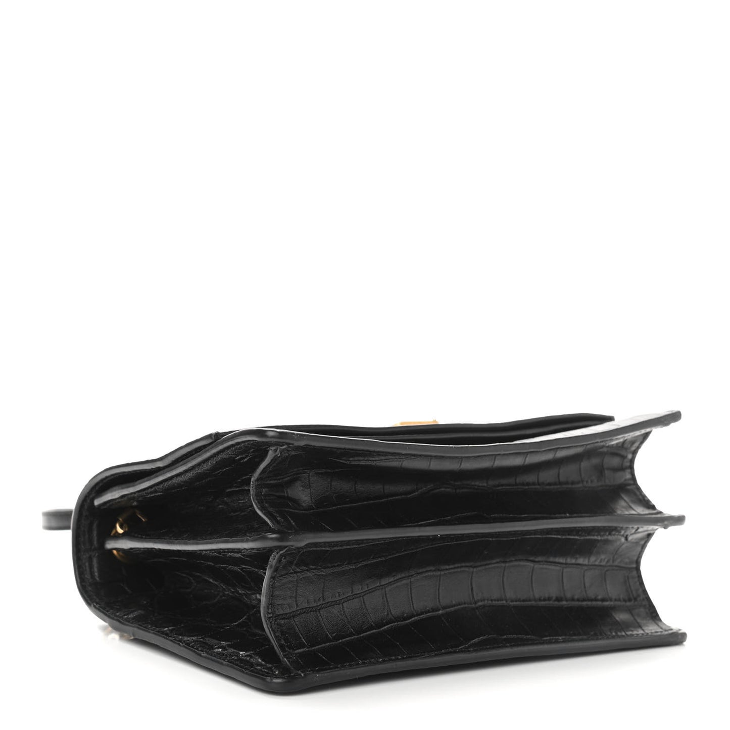 Calfskin Crocodile Embossed Small Monogram Sunset Black