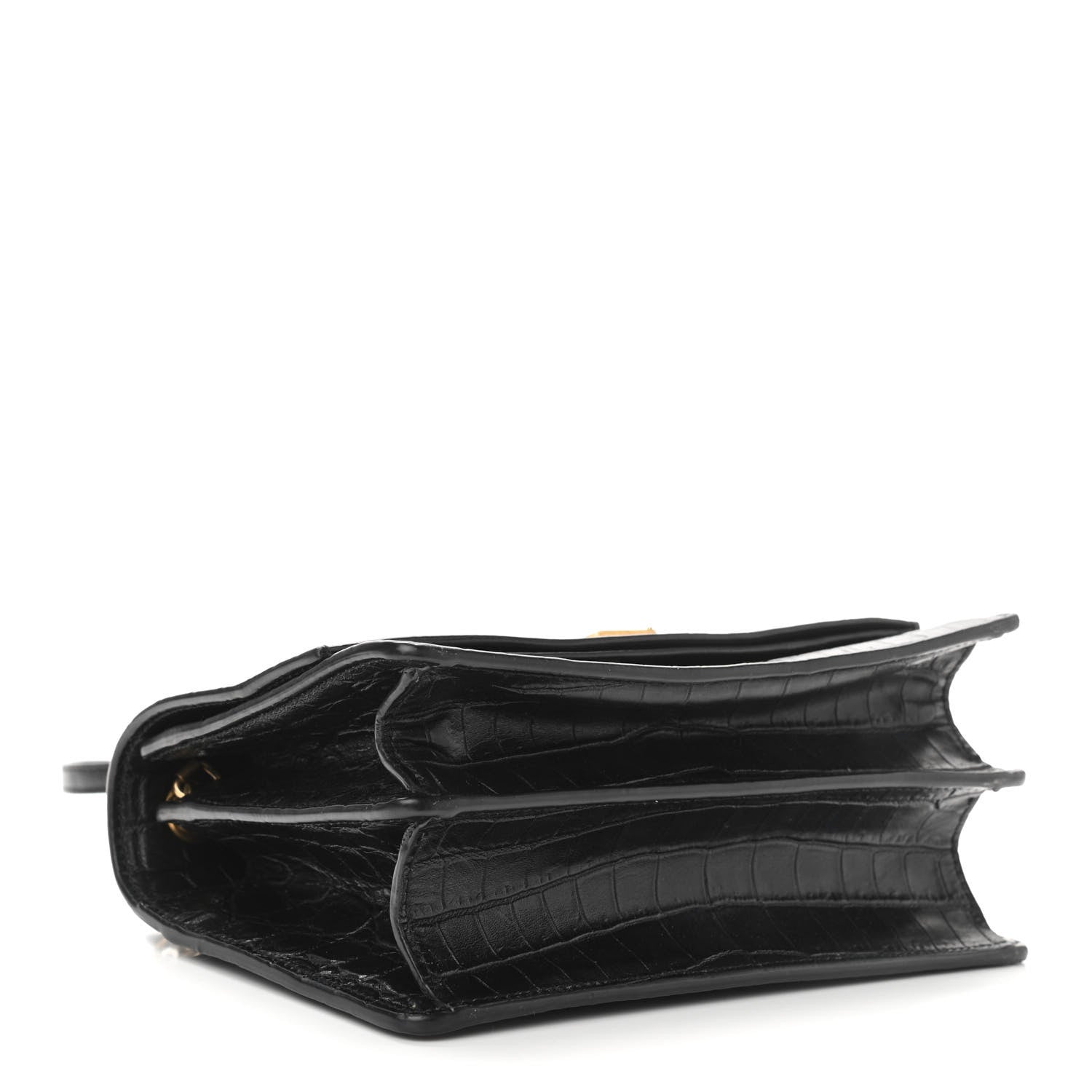 Saint Laurent Calfskin Crocodile Embossed Small Monogram Sunset Black 3 of 9