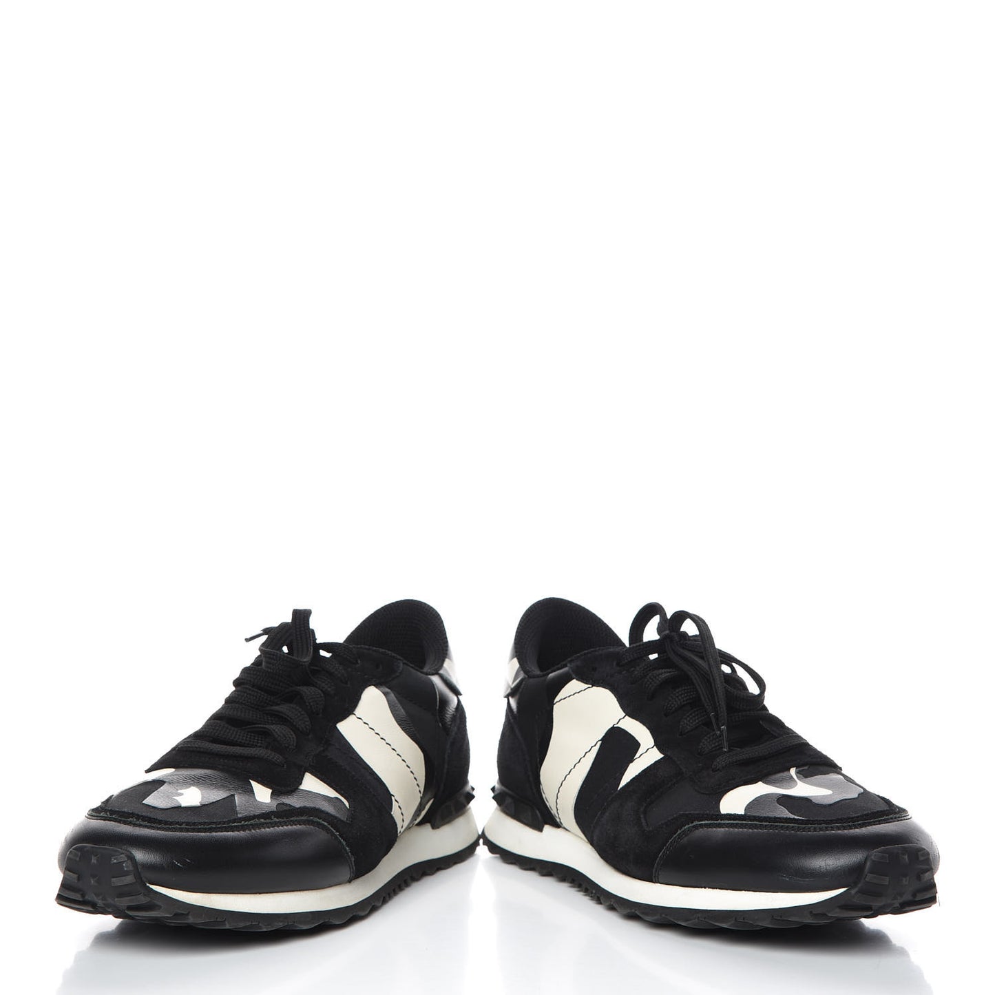 Nappa Suede Camouflage Mens Rockrunner Sneakers 44 Black White