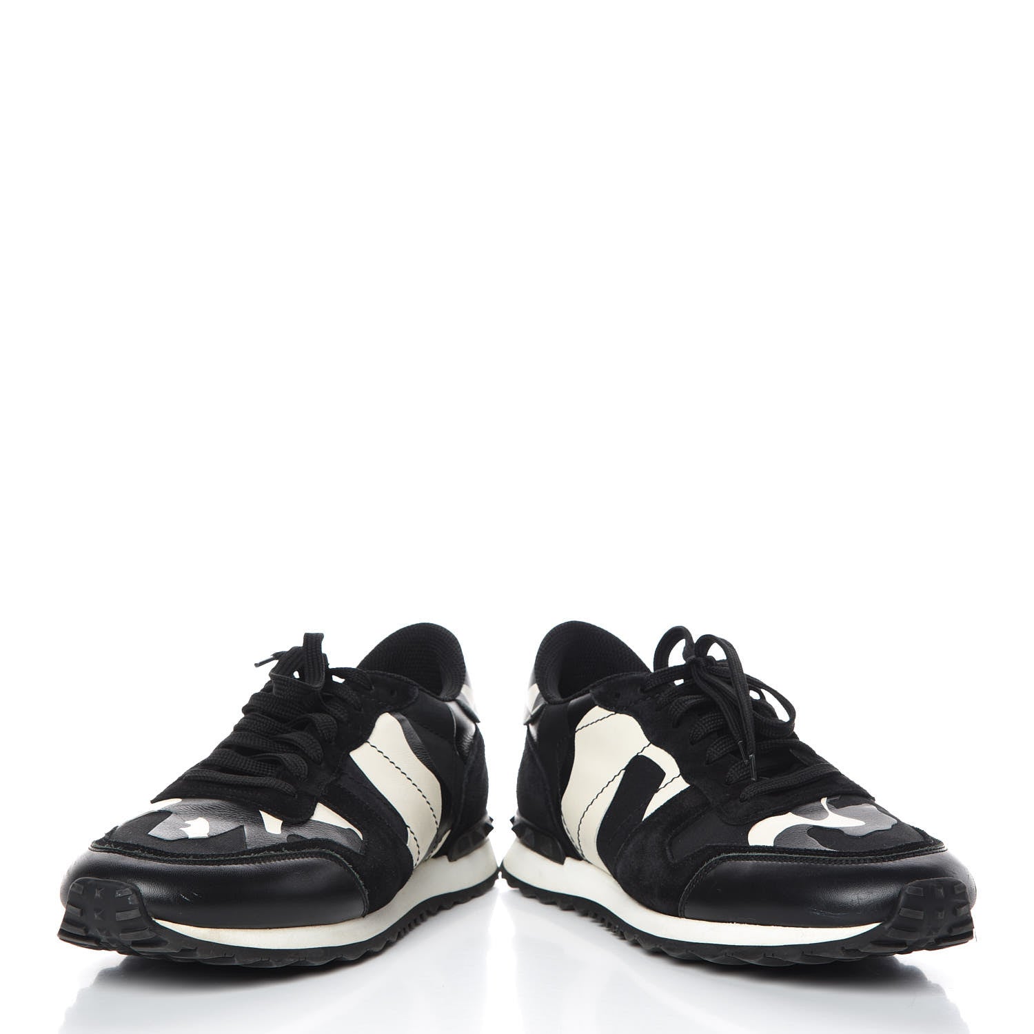 Valentino Garavani Nappa Suede Camouflage Mens Rockrunner Sneakers 44 Black White 6 of 18