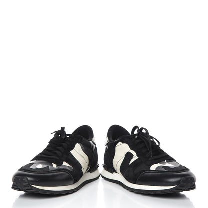 Valentino Garavani Nappa Suede Camouflage Mens Rockrunner Sneakers 44 Black White 6 of 18