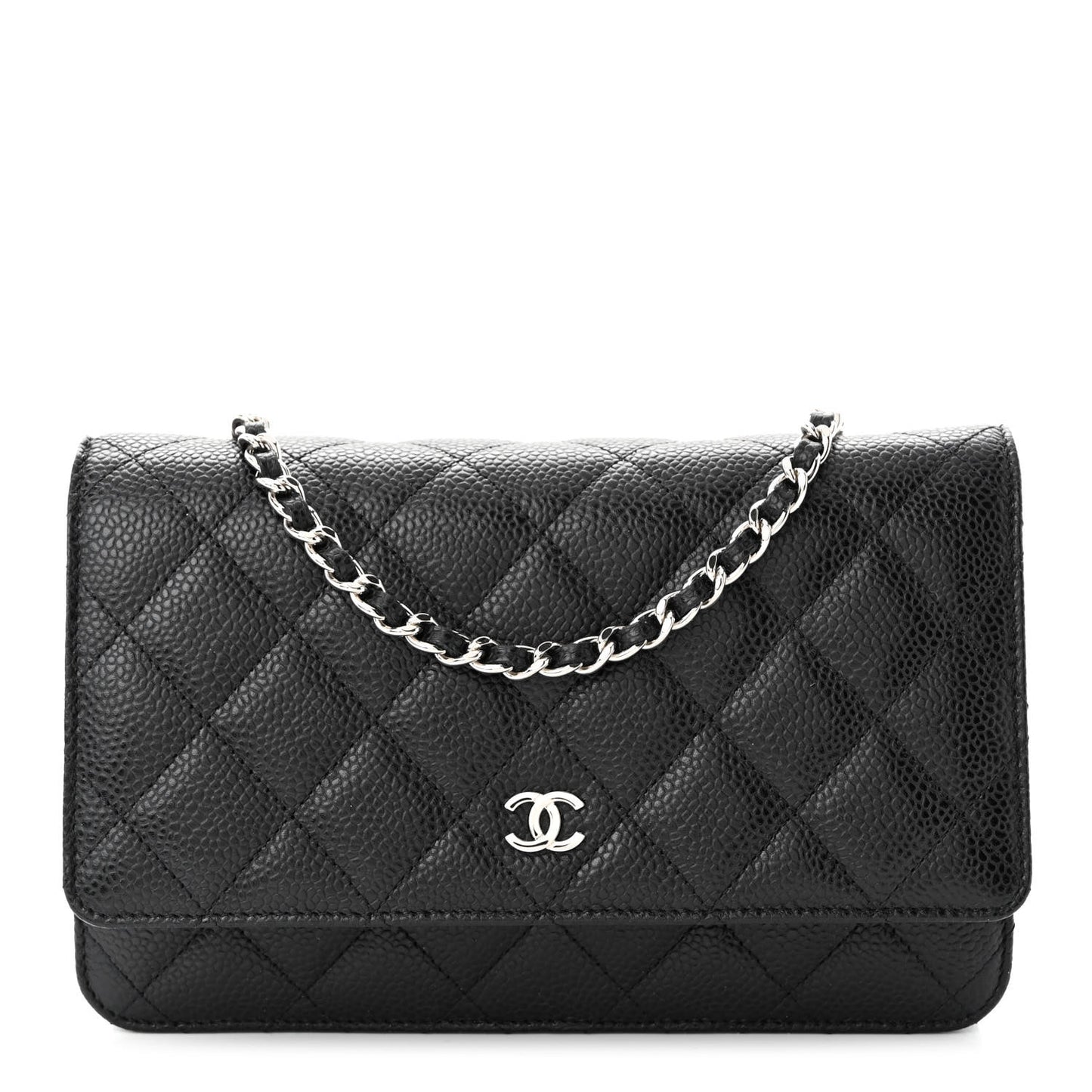 Caviar Quilted Wallet on Chain WOC Black