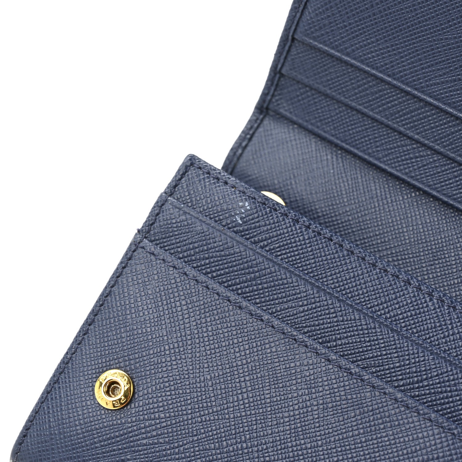 Prada Saffiano Metal Continental Flap Travel Wallet Bluette 11 of 12