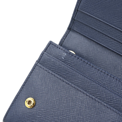 Prada Saffiano Metal Continental Flap Travel Wallet Bluette 11 of 12