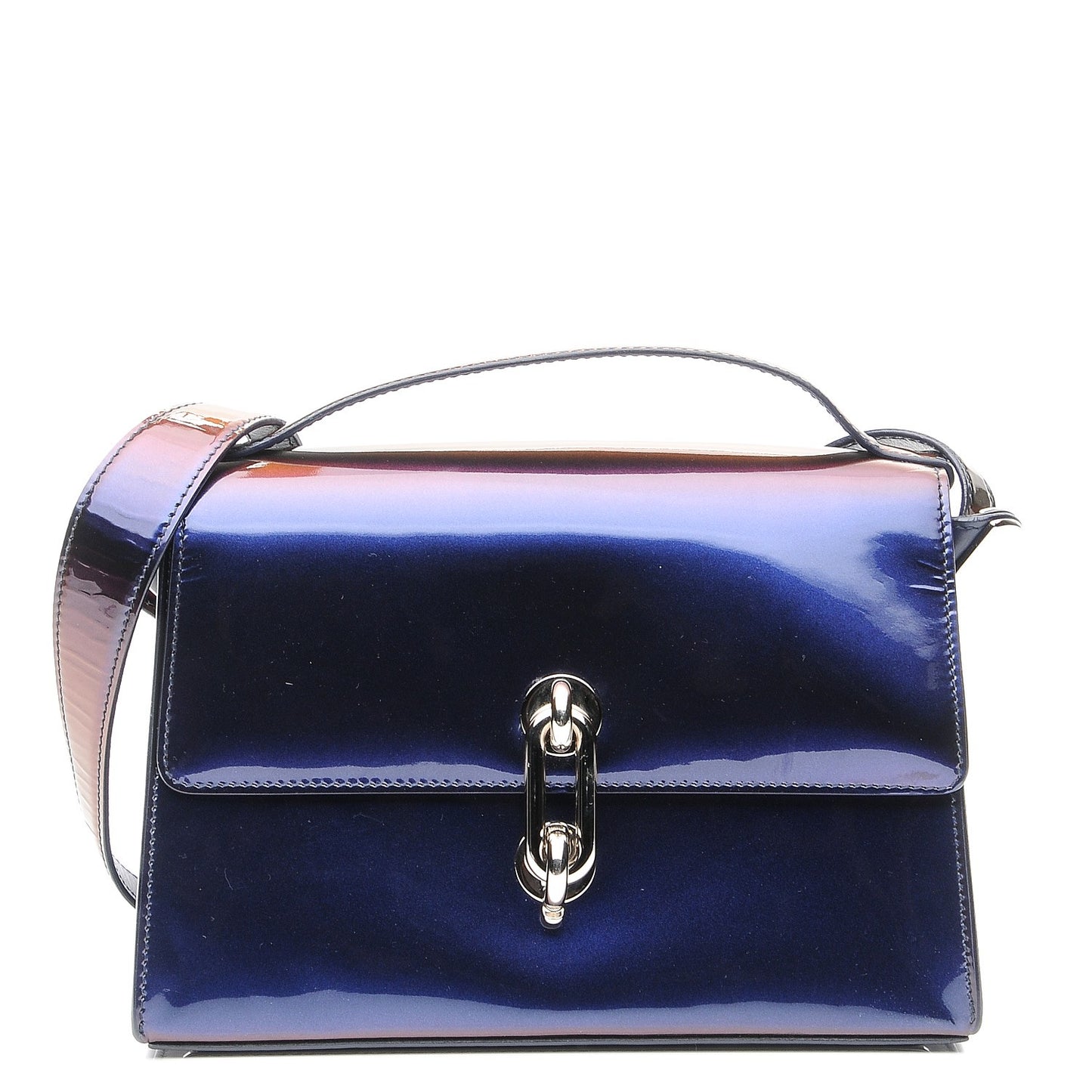Patent Mini Trapeze Maillon Shoulder Bag Violet