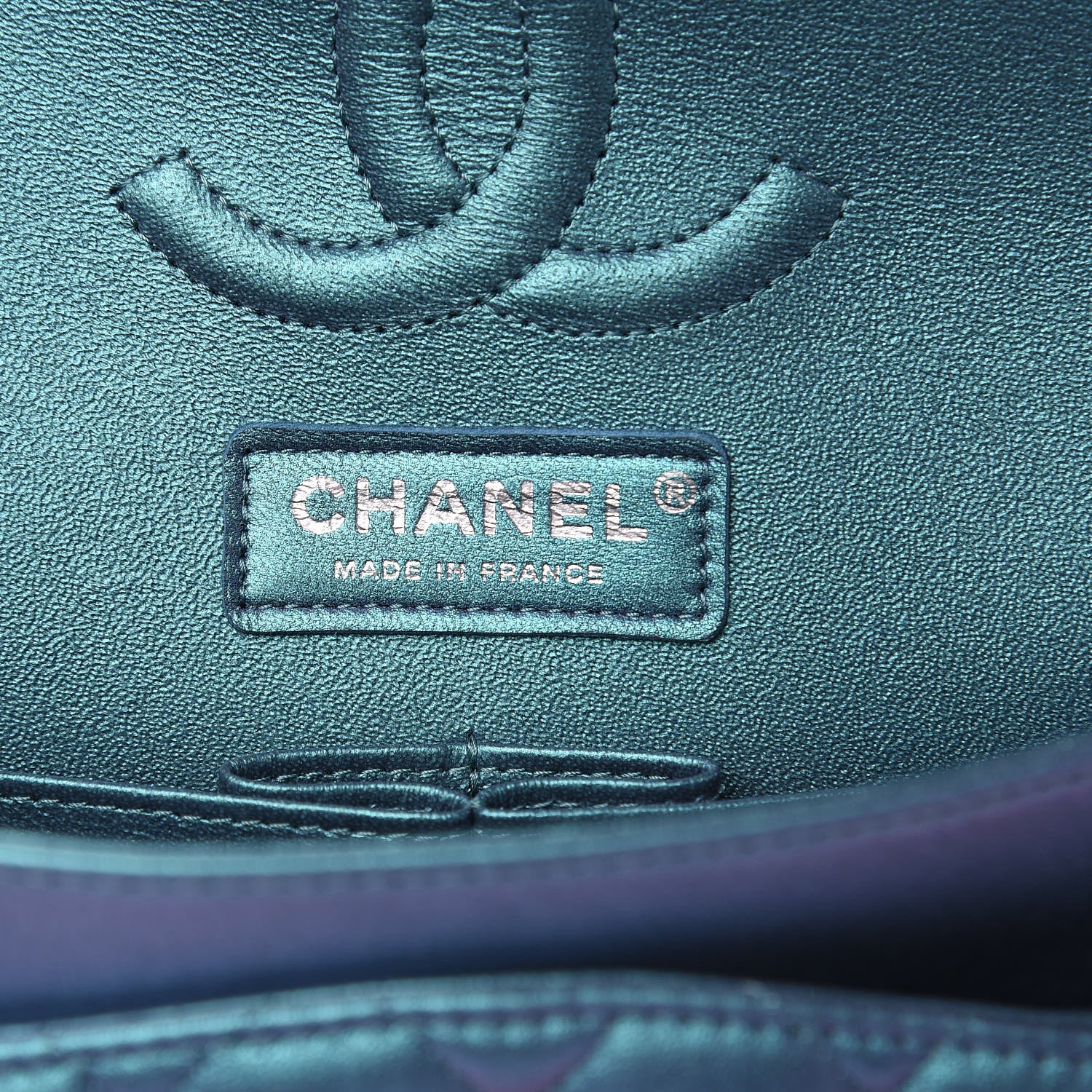 Chanel Metallic Lambskin Quilted Medium Double Flap Turquoise 6 of 13