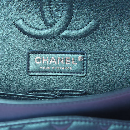 Chanel Metallic Lambskin Quilted Medium Double Flap Turquoise 6 of 13