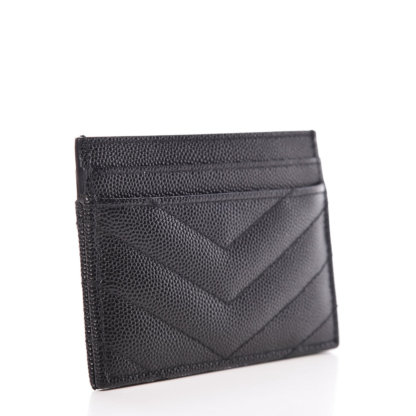 Grain De Poudre Matelasse Chevron Monogram Credit Card Case Black