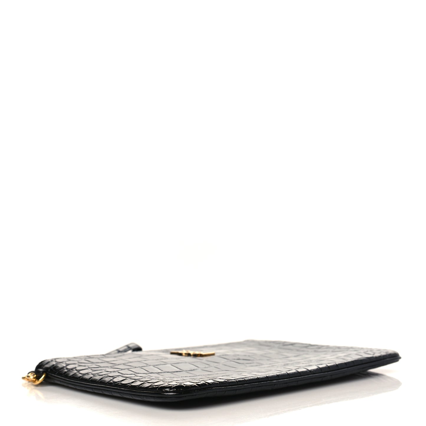 Calfskin Crocodile Embossed Cassandre Tablet Pouch Black