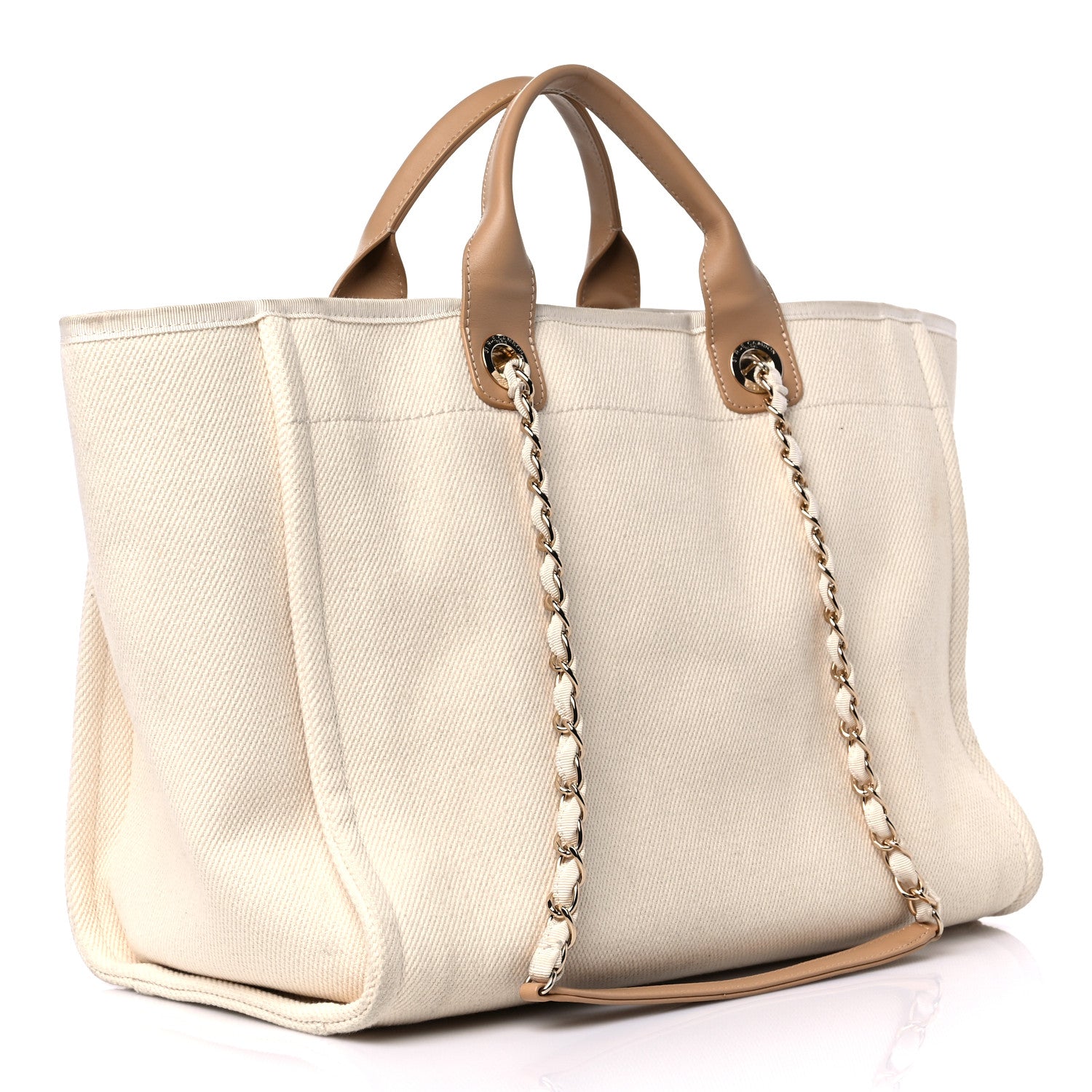 Chanel Canvas Pearl Large Deauville Tote Ecru Beige 3 of 19