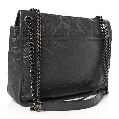 Saint Laurent Crinkled Calfskin Matelasse Monogram Medium Niki Chain Satchel Storm 3 of 10