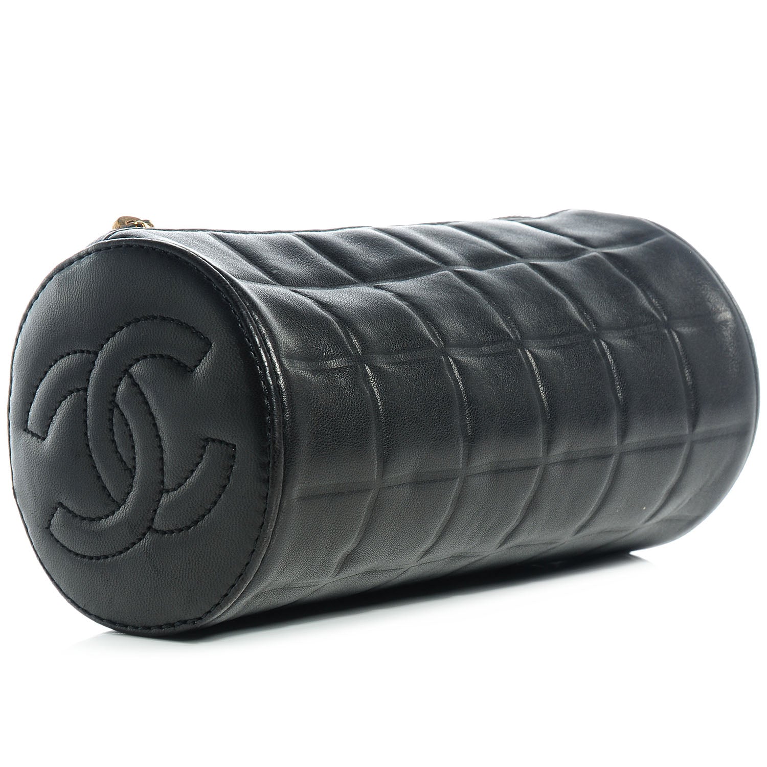 Chanel Lambskin Chocolate Bar Quilted Cosmetic Pouch Black 3 of 7