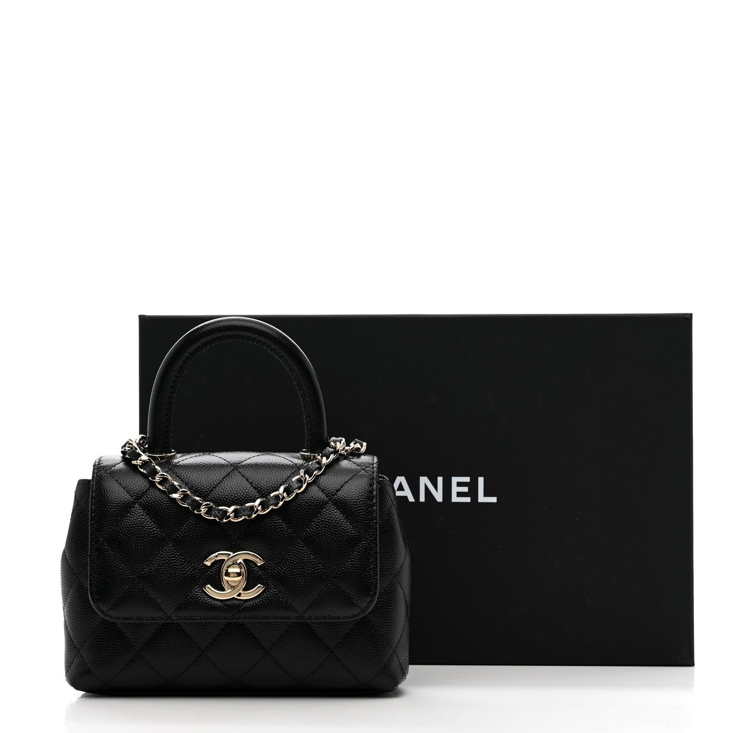 Chanel Caviar Quilted Coco Handle Clutch With Chain Black 10 of 10