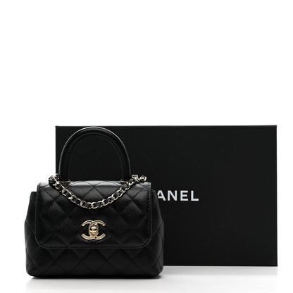 Chanel Caviar Quilted Coco Handle Clutch With Chain Black 10 of 10