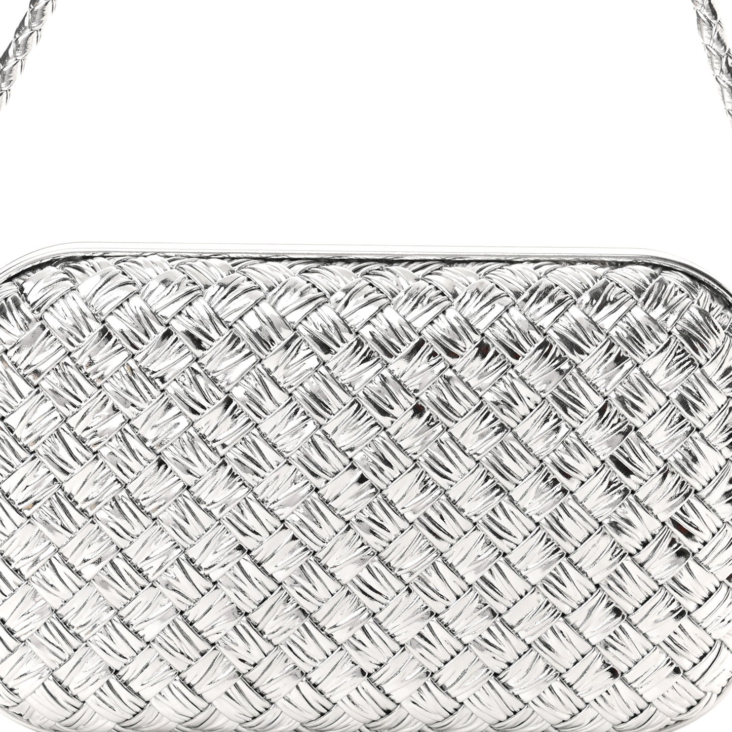 Metallic Calfskin Intrecciato Knot On Strap Silver