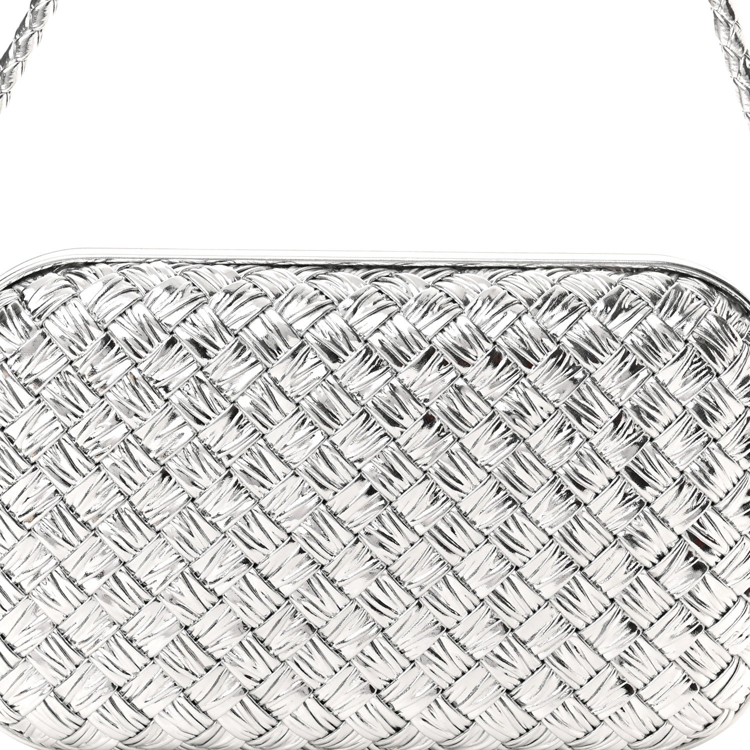 Bottega Veneta Metallic Calfskin Intrecciato Knot On Strap Silver 8 of 10