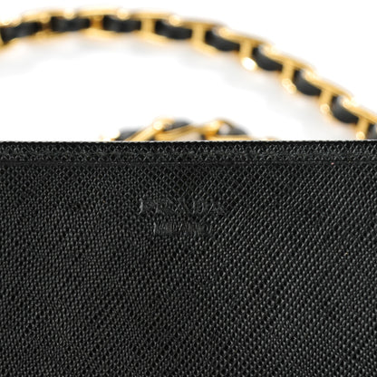 Prada Saffiano Metal Oro Chain Wallet Nero Black 5 of 7