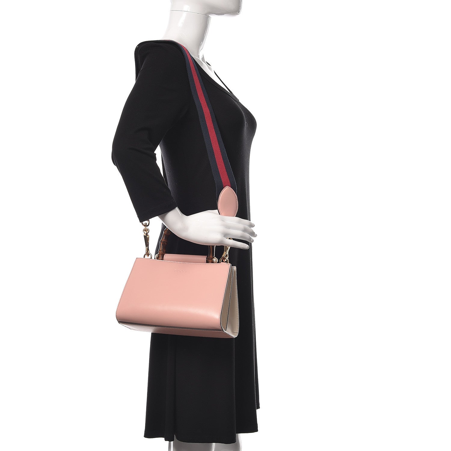 Gucci Nappa Bamboo Web Mini Nymphaea Top Handle Bag Perfect Pink Mystic White 2 of 11