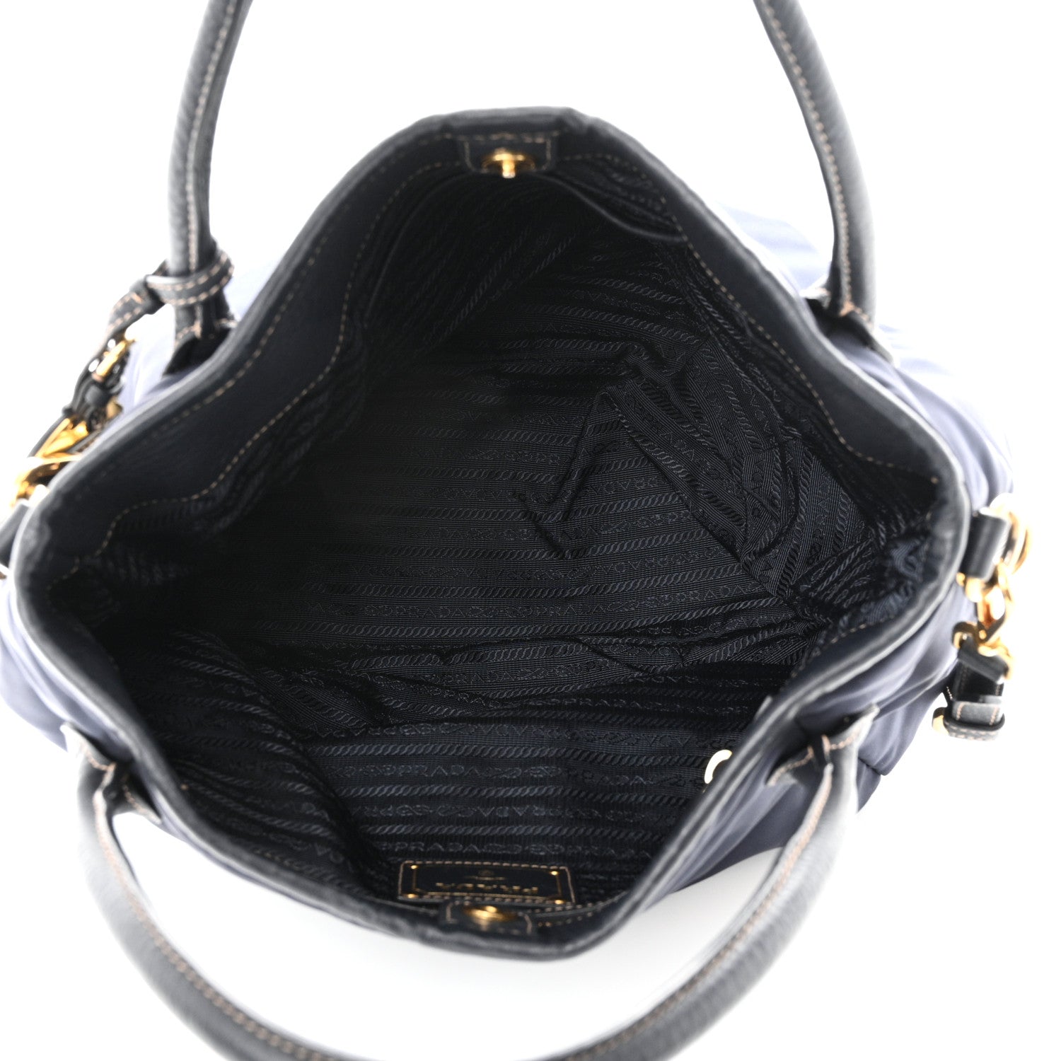 Prada Tessuto Nylon Vitello Daino Tote Baltico 5 of 10