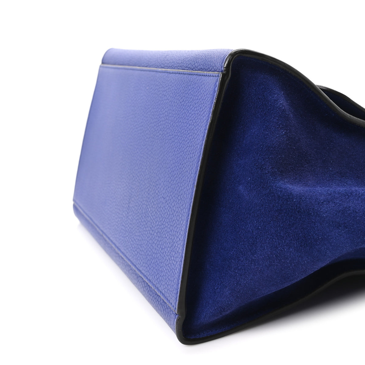 Celine Drummed Calfskin Suede Small Trapeze Indigo 9 of 9