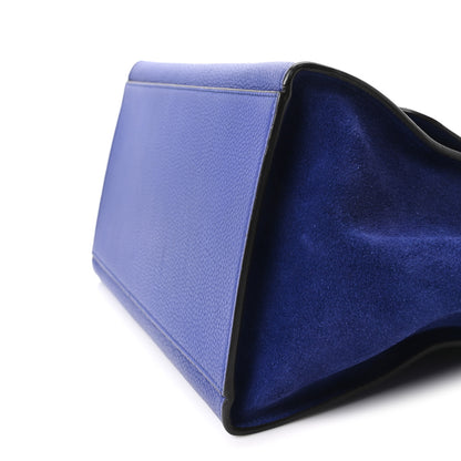 Celine Drummed Calfskin Suede Small Trapeze Indigo 9 of 9