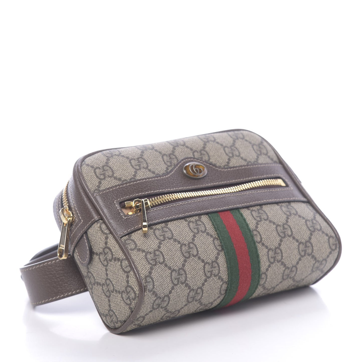 GG Supreme Monogram Web Small Ophidia Belt Bag 75 30 Dark Brown