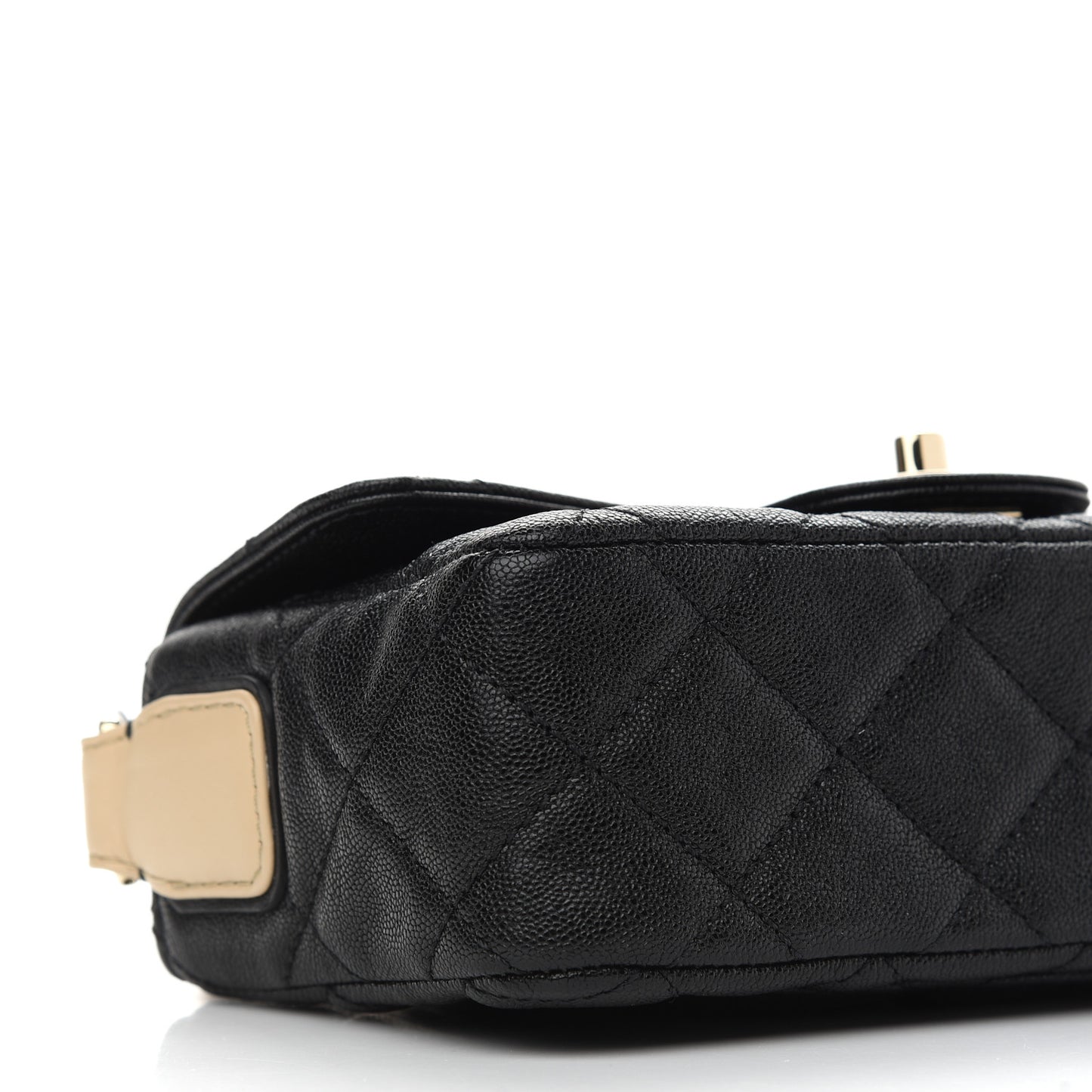 Iridescent Caviar Quilted Mini Crossbody Flap Black
