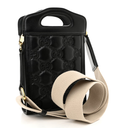 Gucci Calfskin GG Matelasse Mini Top Slip Handle Crossbody Bag Black Natural 3 of 9