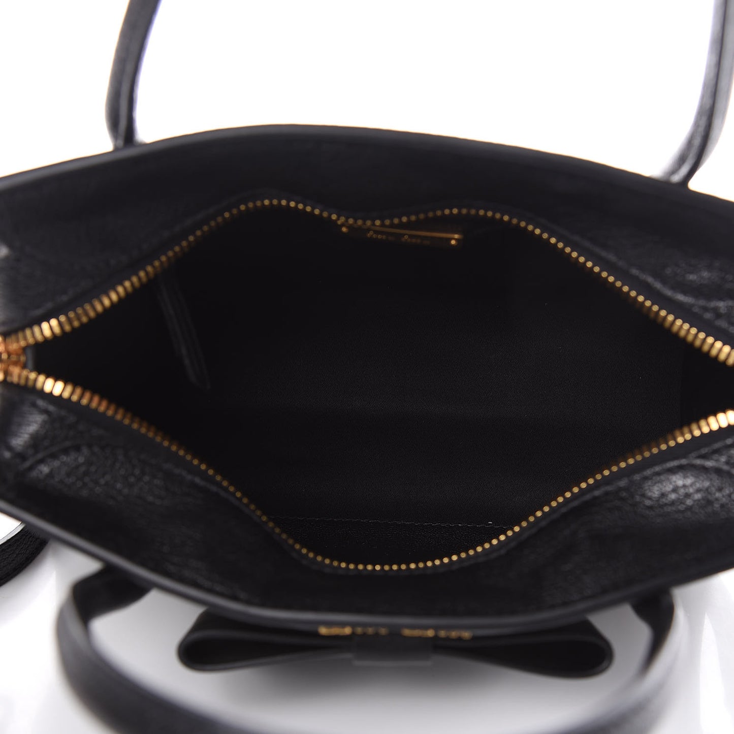 Goatskin Madras Fiocco Bow Top Handle Tote Black