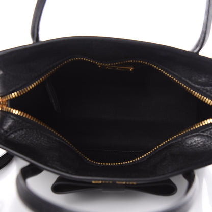 Miu Miu Goatskin Madras Fiocco Bow Top Handle Tote Black 5 of 10