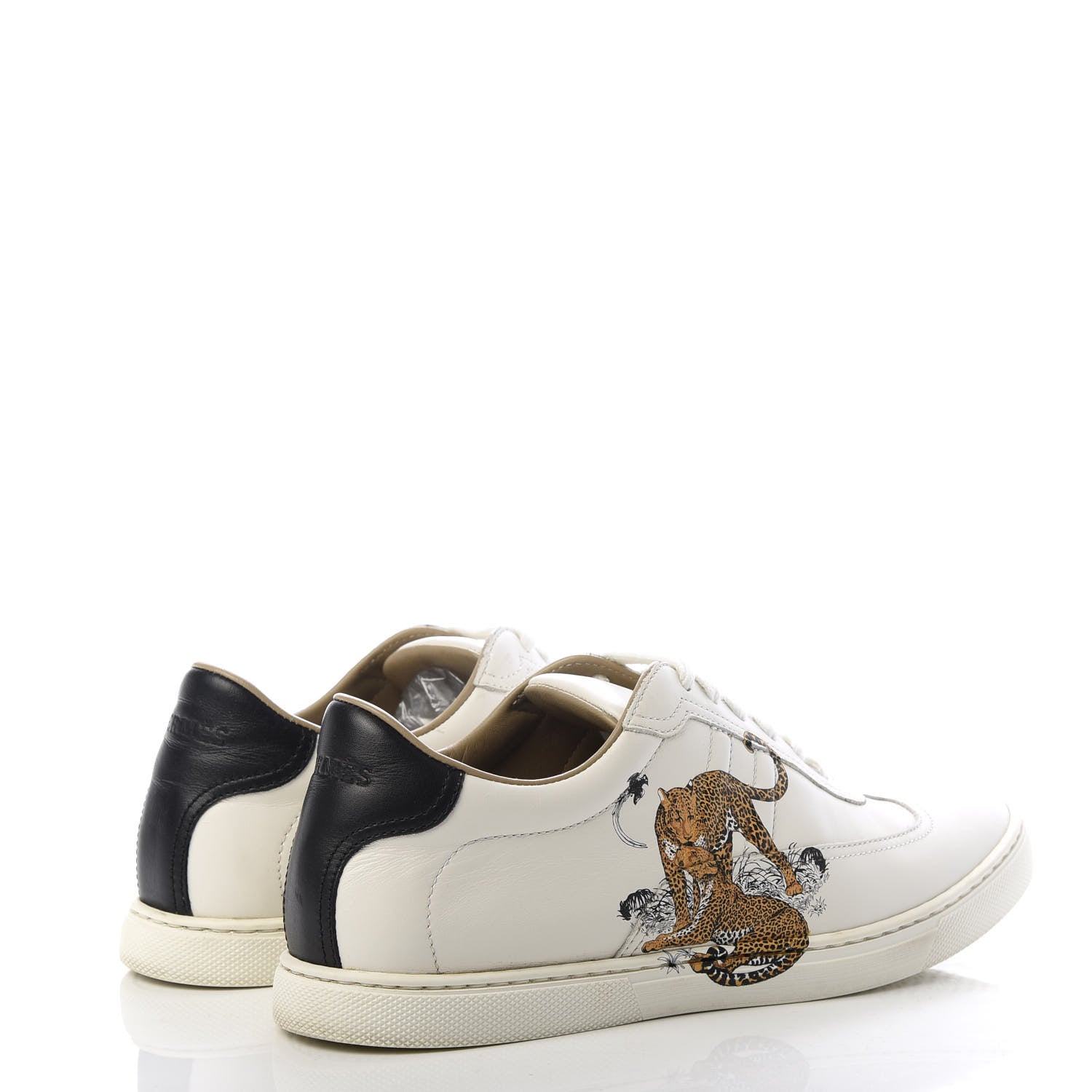 Hermes Calfskin Jungle Love Womens Quicker Sneakers 37.5 White Multicolor 4 of 10