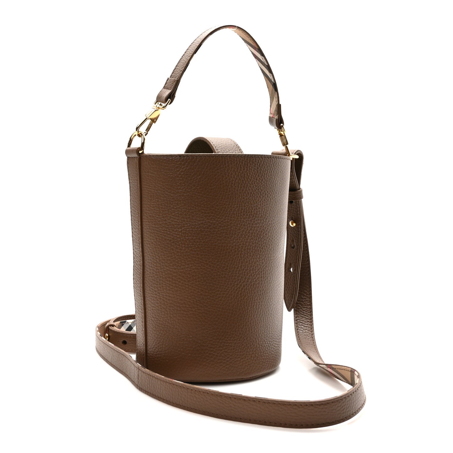 Grainy Calfskin Small Bucket Bag Earth