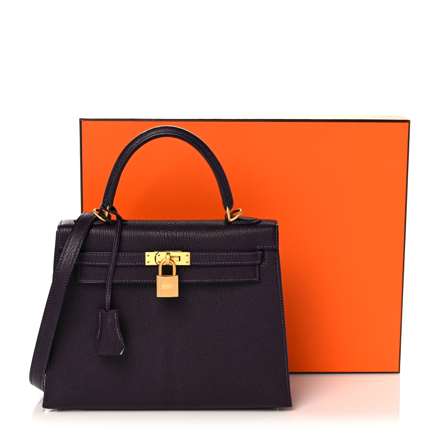 Hermes Chevre Mysore Horseshoe Kelly Sellier 25 Raisin Gris Perle 10 of 10