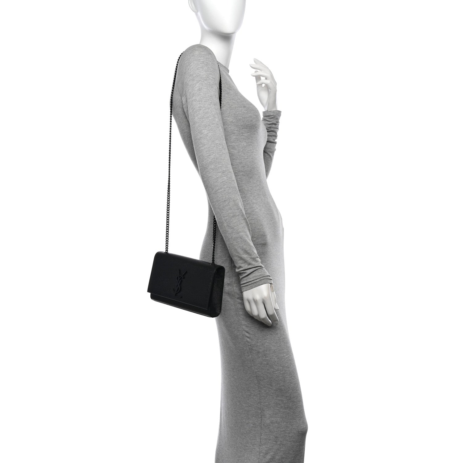Saint Laurent Grain De Poudre Small Monogram Monochrome Kate Satchel Black 2 of 9